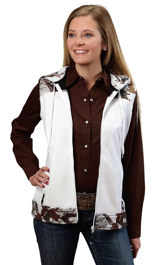 Roper Vest Womens Winter White Camo Zipper 0309806910620 WH