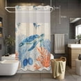 thumbnail image 2 of Sea Turtle Coastal No Hook Shower Curtain with Snap in Liner, Waterproof Fabric Shower Curtains, Summer Beach Coral Nautical Farmhouse Shower Curtain Set Top See Through for Bathroom 36"x78", 2 of 8