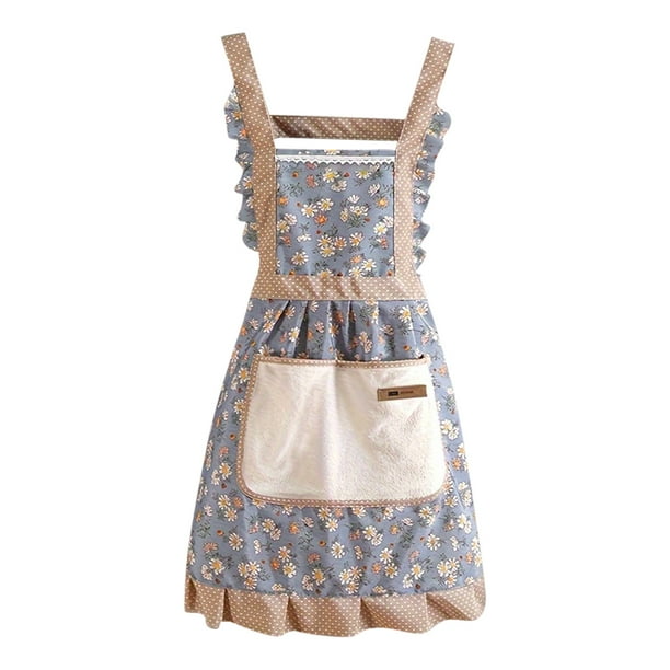 Great promotion! Kitchen Aprons Women Floral Princess Aprons Canvas Kitchen Aprons Cooking Bib For Restaurant Gardening Cooking Apron