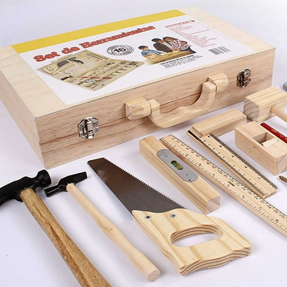 shyuyusa Wooden Daily Maintenance Tool Case, Assembled Timber Storage Box, Hollow Internal Structure, Manual Repair Tool Classification Container