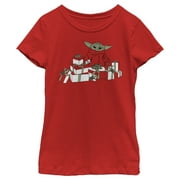 Girl's Star Wars: The Mandalorian Christmas The Child Gifts Galore Graphic Tee Red Small