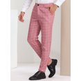 thumbnail image 2 of Pantalonescuadros de vestir pahombre, ajustados, con parte delanteplana, estampados,cuadros de negocios RoBlanco M, 2 of 6