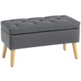 thumbnail image 1 of HOMCOM Upholstered Storage Ottoman Bench with Wood Legs, Charcoal Grey, 1 of 10