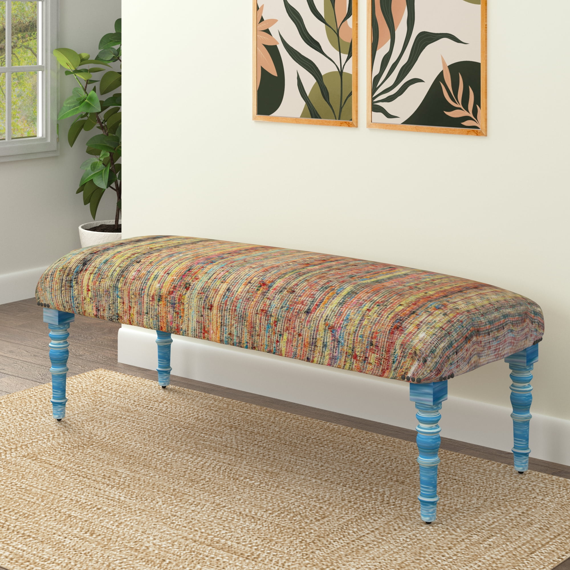 Free Shipping LR Home Rainbow Upholstered Indoor Accent Bench Walmart