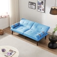 thumbnail image 4 of 65.7" Convertible Sofa Bed, Linen 2 Seater Couches with Solid Wood Legs, Modern Loveseat Sofa Bed for Living Room, Bedroom, Apartment, 4 of 8