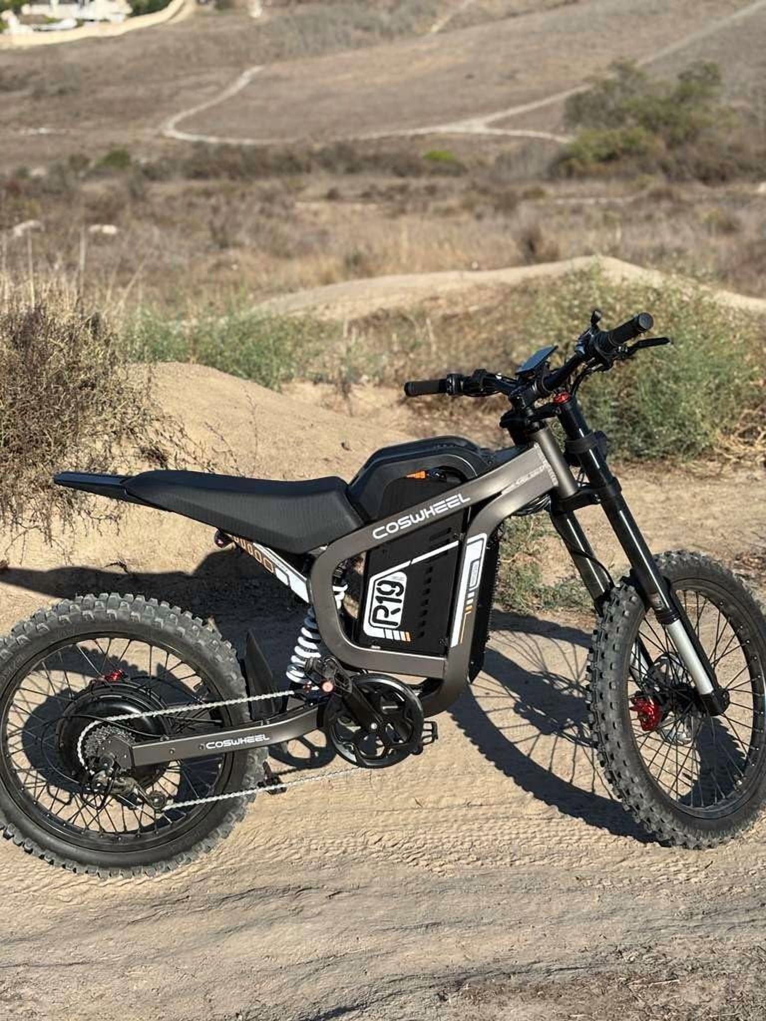 R19 COSWHEEL Electric Motorcycle for Adults,6000W Peak Power Dirt Bike with 72V 40Ah Battery,50MPH Max Speed & 120 Miles Long Range, Dual Hydraulic Disc Brakes, Full Suspension,19" Off-Road Tire