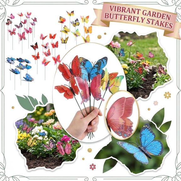 Blue Butterfly Decorations, Metal Garden Stakes, Yard Decoration Stakes, Random Patterns, 3*11.4in, Lawn Decorations Outdoor, Outdoor Metal Art, Potted Plant Displays, 10 Pc,