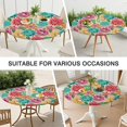 thumbnail image 7 of Pioneer Flower Floral Print Pattern Round Fitted Tablecloth with Elastic Edge,Dining Table Cover Waterproof,Outdoor Round Tablecloth for Camping,Dining,Indoor and Outdoor, 7 of 7