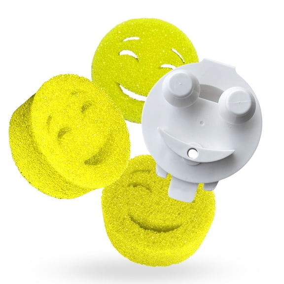 Smile Head for the Scotch Brite Dishwand and 3 Yellow Scrub Moji Sponges