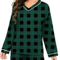 thumbnail image 6 of V-Neck Long Sleeve Pajama Set Women, Buttery Soft Casual Loungewear Two Piece Set, Loose Fit Pants and Top, Cute Printing Pajamas for Women, Mother's Day Gifts | CSEONE,Army Green L, 6 of 8