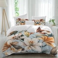 thumbnail image 2 of Flower Floral Bedding 3 Piece Duvet Cover Set California King, Lily Budding Plant Botanicals Blossom Soft Microfiber Comforter Cover with Zipper Closure & Pillowcases, FadeResistant Quilt Cover, 2 of 9