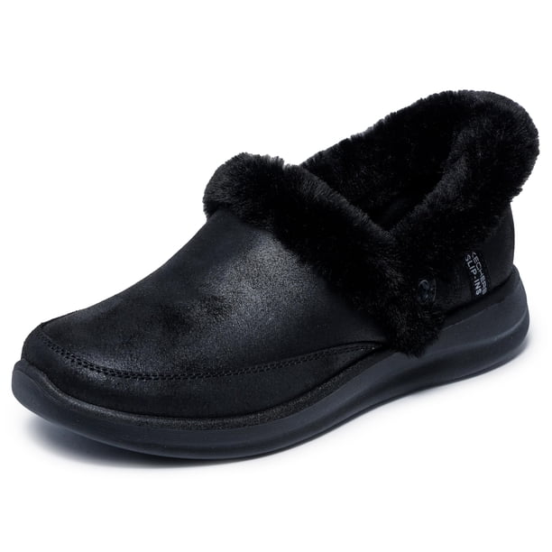 Pantuflas Skechers Cozy Escape para Mujer Slip-On Negras Talla 7 M