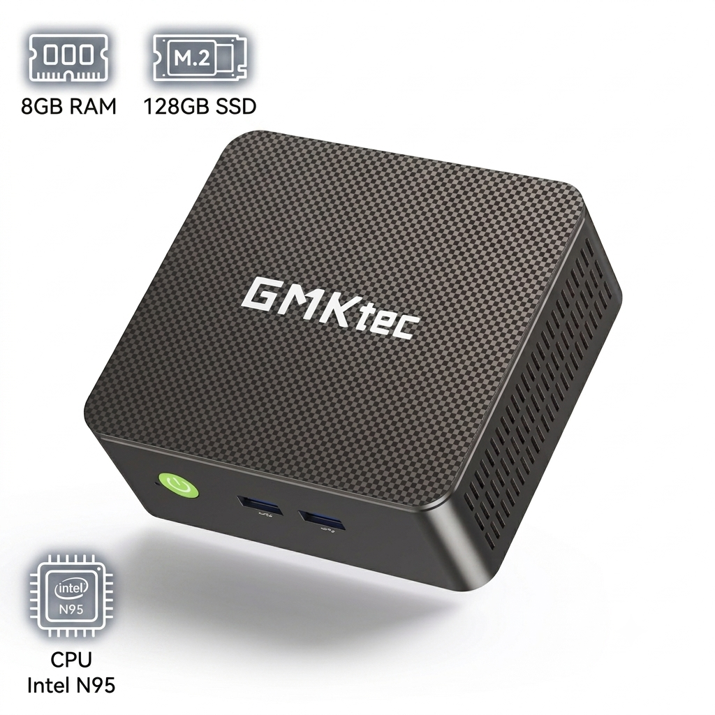 GMKtec Mini PC, Intel Alder Lake N95(Up to 3.4GHz), 8GB DDR4 128GB SSD, Mini Desktop Computer, Windows 11 Pro, NucBox G3S