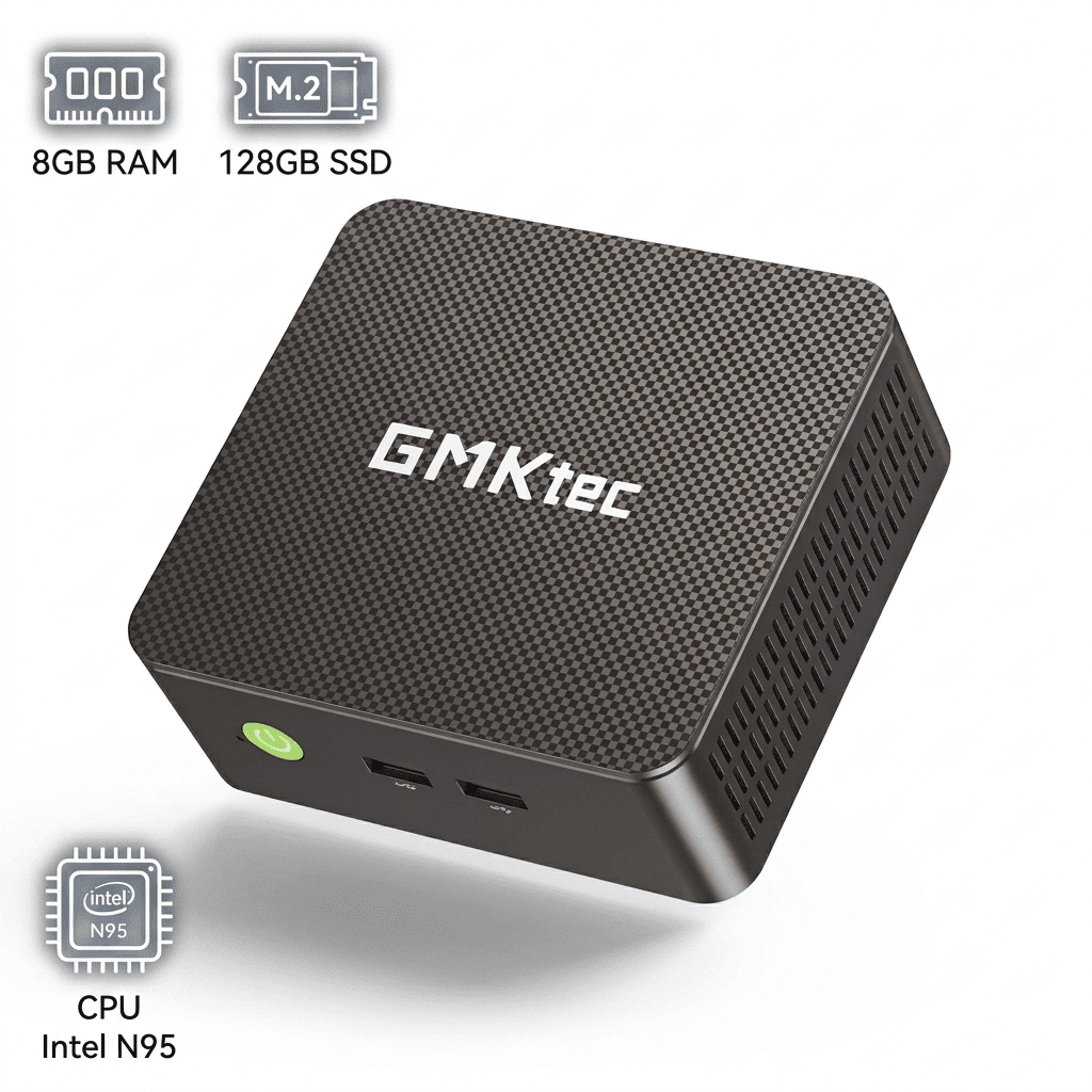 GMKtec Mini PC, Intel Alder Lake N95(Up to 3.4GHz), 8GB DDR4 128GB SSD, Mini Desktop Computer, Windows 11 Pro, NucBox G3S