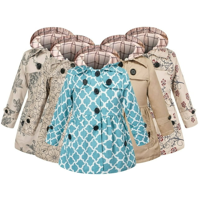 Manteaux Trench de Printemps et d'Automne pour Tout-Petits et Filles, Mode, Coupe-Vent Épaissi, Manteaux pour Enfants Imprimés à Capuche, Veste Coupe-Vent, Vêtements d'Extérieur 2-12 Ans