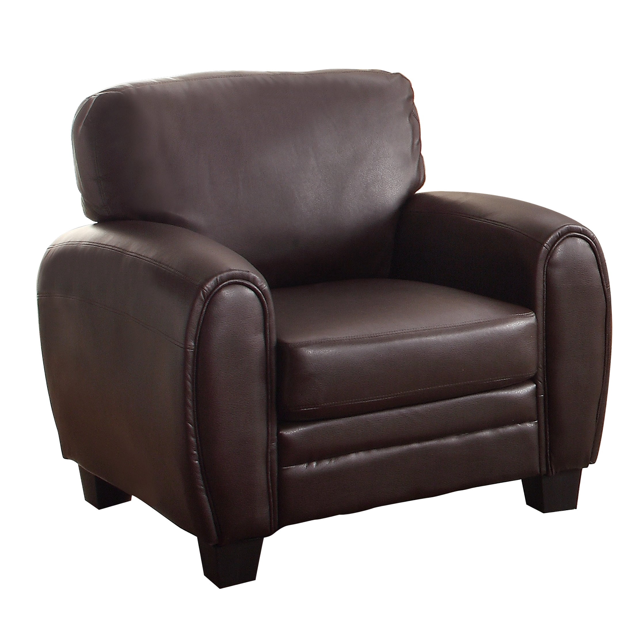 OakvillePark Arcadia Faux Leather Upholstered Living Room Chair, Dark Brown
