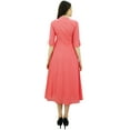 thumbnail image 3 of Bimba Robe en Coton pour Femmes Manches Retroussables Col Mandarin Boutonnée Mi-Mollet Robe Chemise, 3 of 8