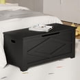 thumbnail image 4 of Soonbuy Storage Chest, 39.4" Storage Bench with Safety Hinge, Farmhouse Style Wooden Toy Chest for Entryway, Bedroom, Living Room, 4 of 6
