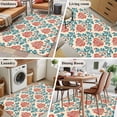 thumbnail image 5 of 3'x5' Area Rugs, Teal Red Botanical Indoor Outdoor Area Rug for Living Room Bedroom, Vintage Watercolor Flower Plant Washable Bathroom Rugs Kitchen Floor Carpet Mats Home Decor Aesthetic, 5 of 8