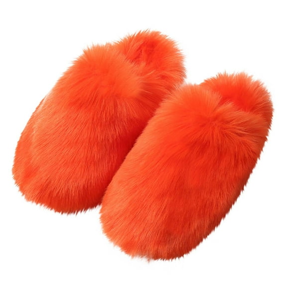 Kilaqueen Women's Faux Fur Fluffy Fuzzy Slippers Closed Toe Warm Winter House Slides Shoes Furry Soft Plush Indoor Outdoor Slip On Slipper