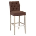 thumbnail image 2 of WestinTrends Hayes Bar Chairs, Linen Upholstered Button Tufted Kitchen Island Chairs Bar Height Stools Solid Wood Legs, Brown, 2 of 11