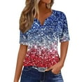 thumbnail image 2 of Red White and Blue Blouses for Women American Flag Women Shirts Fourth of July Shirt Women Memorial Day Shirts Women's Casual Independence Day Printed Short Sleeve V-Neck Top, 2 of 5