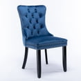 thumbnail image 3 of 2 Sets Modern Velvet Tufted  Dining Chair,Solid Wood Upholstered Leisure Chair with Rivet Finish,Comfy Dresser Chair with Steel Plating Legs for Meeting Room and Bed Room,Blue, 3 of 9