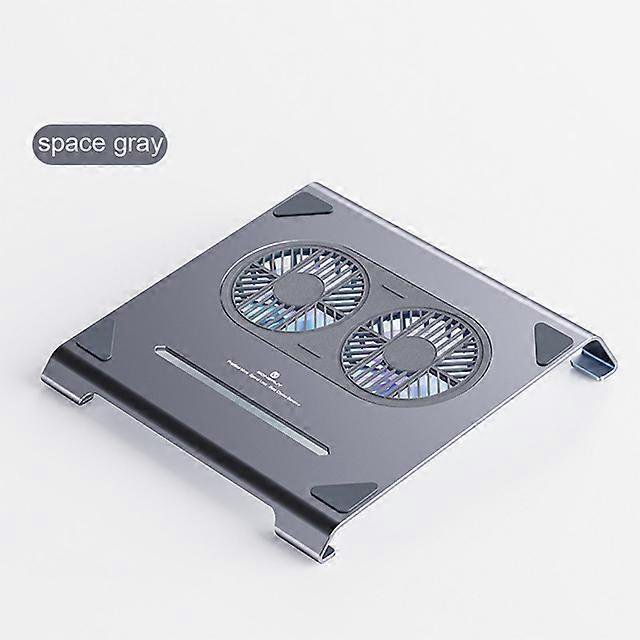 Almohadilla de enfriamiento para computadora portátil, soporte de aluminio para juegos, soporte de radiador para computadora portátil con ventiladores y puerto USB para MacBook, gris con ventilador