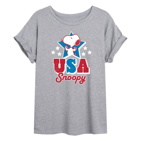 Peanuts - USA Snoopy - Juniors Oversized Graphic T-Shirt