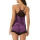thumbnail image 3 of INSPIRAR CHIC Conjunto de Pijamas de Satén para Mujeres para el Día de la Madre, Tops sin Mangas con Espalda de Cami y Pantalones Cortos con Encaje, Conjuntos de Lounge de Seda XS Púrpura, 3 of 6