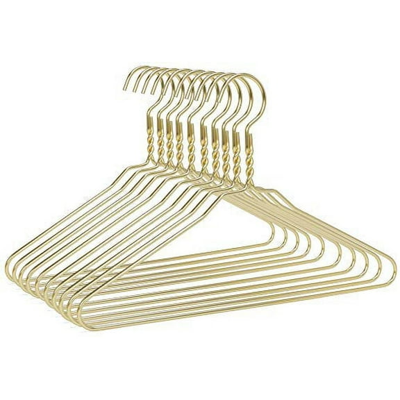 Beautiful 100 Gold Aluminum Metal Suit Hangers Heavy Duty Coat Hangers (100 Pack Gold)