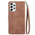 thumbnail image 2 of SaniMore Case for Samsung Galaxy A33 5G 6.5" 2022, PU Leather Zipper Wallet Detachable Lanyard Retro Embossed Flower Crad Slots Flip Kickstand Full Body Protective Drop-proof Case, Brown, 2 of 15
