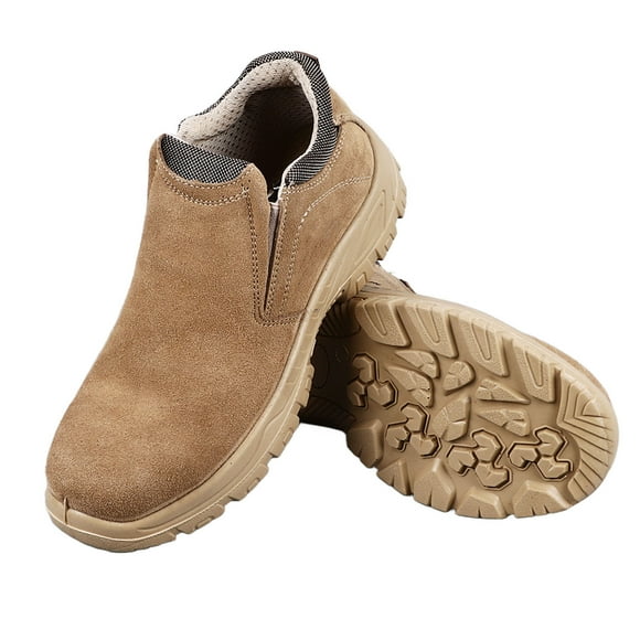 Toe Slip Shoe ,1 Pair Steel Toe Slip On Shoe with Solid Sole Suede Anti Slip Puncture Proof Breathable Steel Toe Work Boot for Men Worker