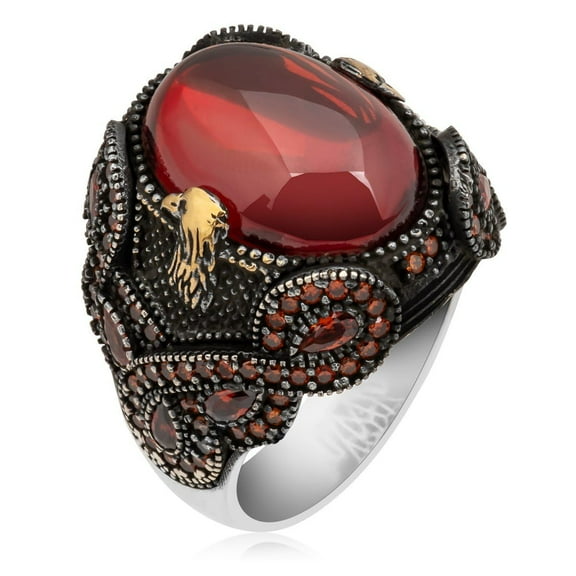 Roarsilver Passionate Beauty: 925 Sterling Silver Ring with Red Zircon Stone and Basket Weave Pattern | 10