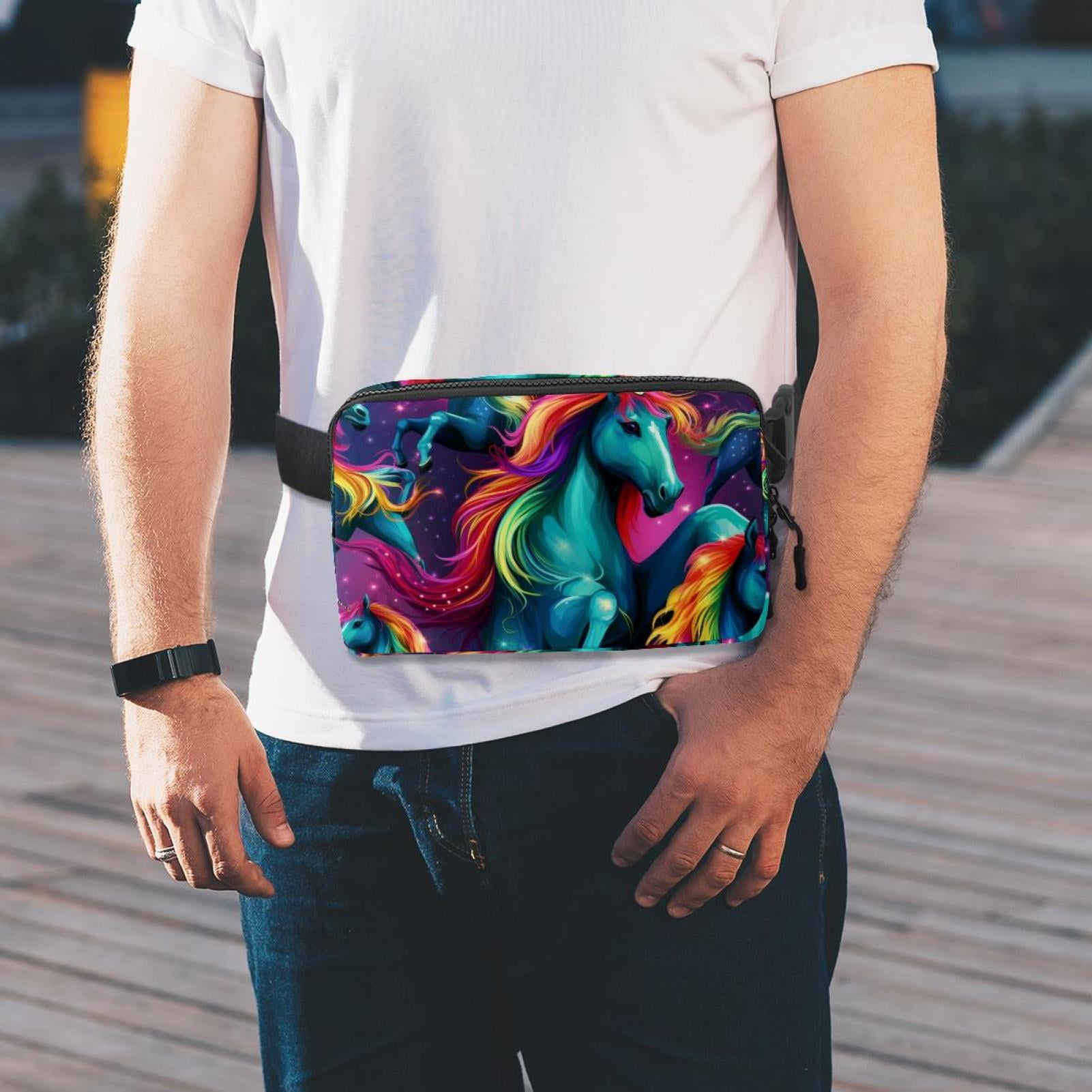 Rainbow Unicorns Lightweight Adjustable Waist Bag with Extension Strap for Men and Women - Fanny Pack Money Belt