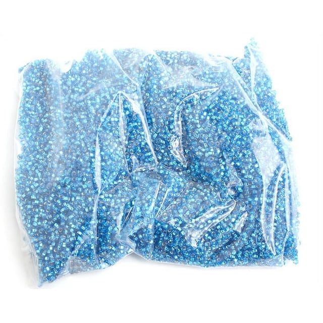 John Bead Czech Glass Seed Beads 8/0 (500g) Silver Lined Light Blue Bead