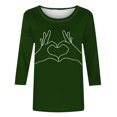 thumbnail image 4 of Tops de Cuello Redondo para las Mujeres Moda Impresa 3/4 Mangas Blusa Casual Top, Estante de Imitación, 4 of 5