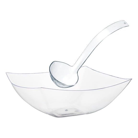 Plastic Punch Bowl With Ladle I 4 Pcs I Looks Like A Glass Punch Bowl Set I 2 Sets of 1 Gallon Clear Punch Bowl Plastic With Punch Bowl Ladle Large Punch Bowl With Ladle 128Oz