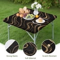 thumbnail image 4 of Black Gold Wave Marble Pattern Square Fitted Tablecloth with Elastic Edge,Square Table Cover,Washable Elastic Table Cover for Home Kitchen Party Decor 36"x36", 4 of 6