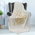 thumbnail image 4 of Adventure Soft Flannel Fleece Blanket, Vibrant Mountain View and the Adventure Begins Words Travel Hand Drawn, Cozy Plush for Indoor and Outdoor Use, 50" x 60", Earth Yellow Apricot, by Ambesonne, 4 of 5
