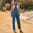 thumbnail image 6 of DJLBOOM Women's Jumpsuit Women Loose Fit Classic Bib Casual Jean Stretchy Denim Overall Jumpsuit Tapered Leg Jean Pants Clearance Sale, 6 of 8