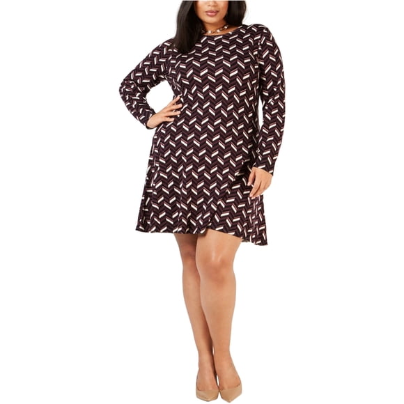 Michael Kors Vestido de suéter Chevron para mujer, Púrpura, 1X