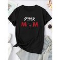 thumbnail image 3 of Spider Mom Graphic Print Women's Casual Short-Sleeve T-Shirt - Black with Red & White Lettering - Round Neck - Sizes S-XXL - Machine Washable - All-Season Comfort Fit, 3 of 7