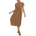 thumbnail image 4 of Vestido midi Zhyaj, holgado, túnica de verano, playa, con bolsillos, algodón, 4 of 7