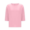 thumbnail image 5 of cocolona Basic Loose Tops for Women Crew Neck 3/4 Sleeve Solid Color Shirts Casual Oversized Blouses, 5 of 7