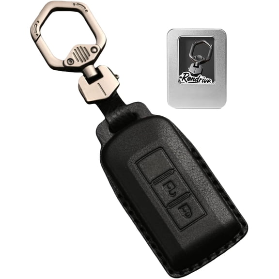 Key Fob Cover Compatible with Mitsubishi Outlander Eclipse Cross ASX RVR Mirage Keychain Case Holder Protector,2-Button-Black