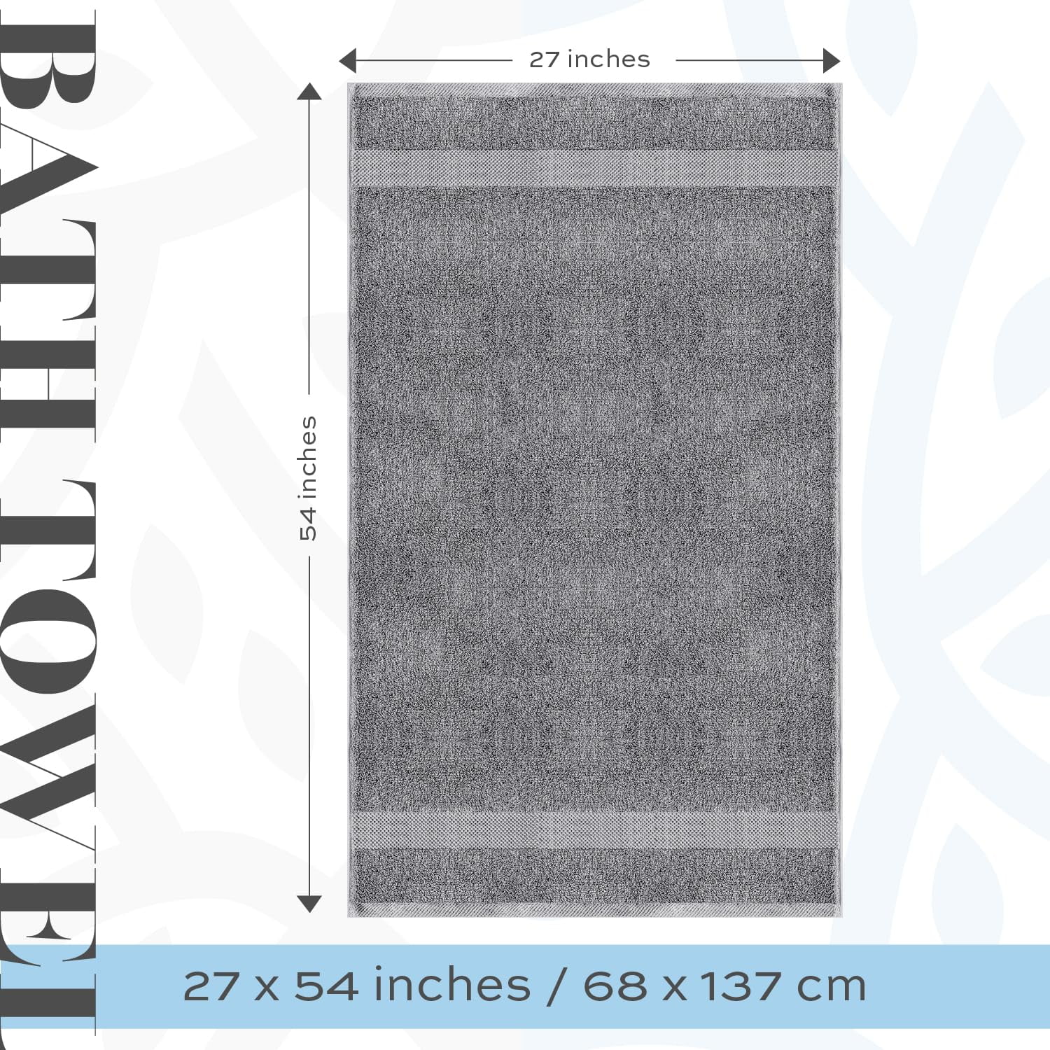 White Classic Hotel Collection 700 Gsm Turkish Cotton Bath Towels, Bathroom Towels Set, Light Gray, 27 x 54, 4 Pack