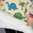thumbnail image 3 of Oversized Wearable Blanket Hoodie,Beige Toned Dinosaur and Palm Tree Pattern Sherpa Blanket Hoodie with Super Pockets,Super Warm Fuzzy Pullover for Women & Men, 3 of 6