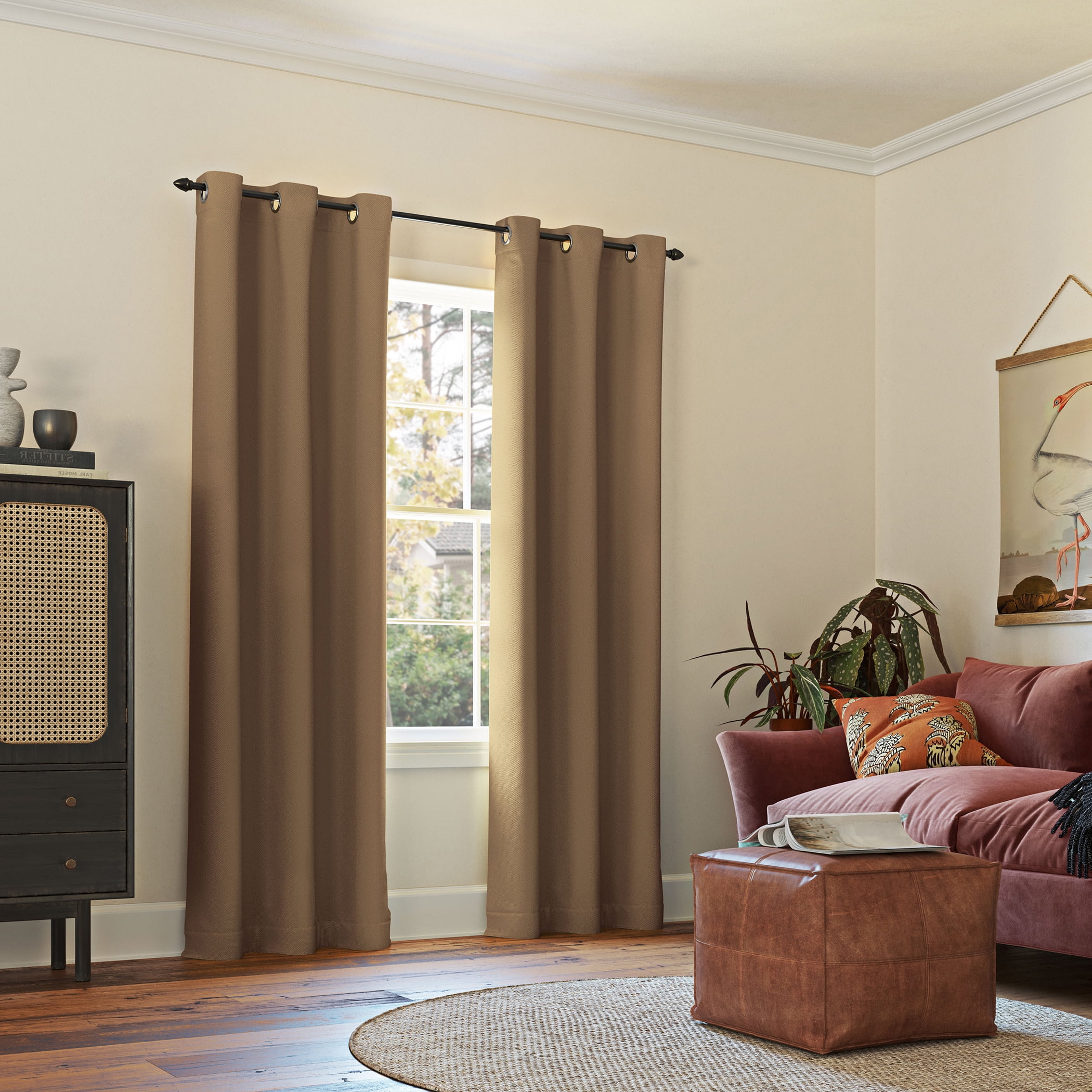 Sun Zero Nolan 1-Piece Energy Saving Blackout Grommet Curtain Panel, 40"X54", Barley