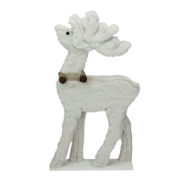 17.5" Beige Plush Standing Reindeer Christmas Figurine with Jingle Bells